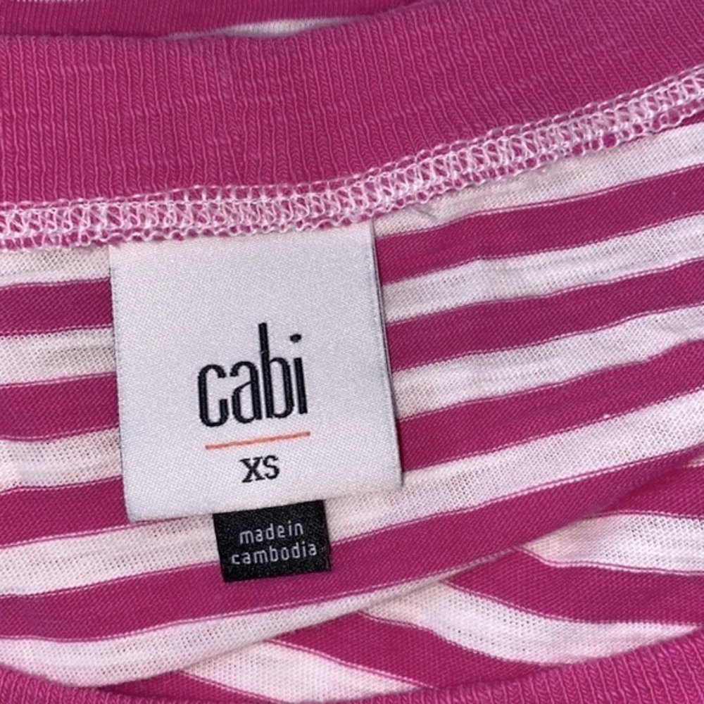 Cabi pink striped top size xsmall cotton - Picture 4 of 7